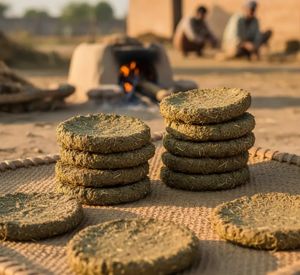 Cow dung cake image